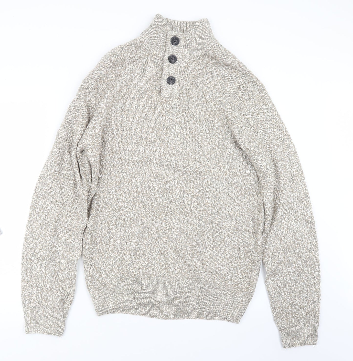 Easy Mens Beige  Knit Pullover Sweatshirt Size L
