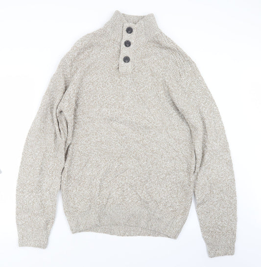 Easy Mens Beige  Knit Pullover Sweatshirt Size L