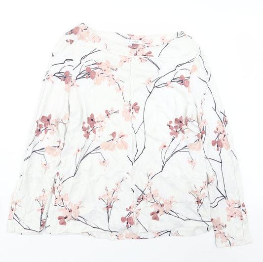Marks and Spencer Womens White Floral Knit Pullover Jumper Size 12