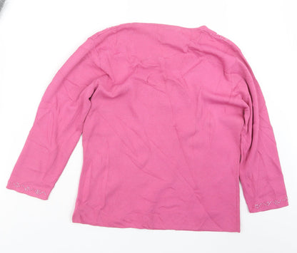 Back view of AMARANTO women’s pink jumper, size UK 16