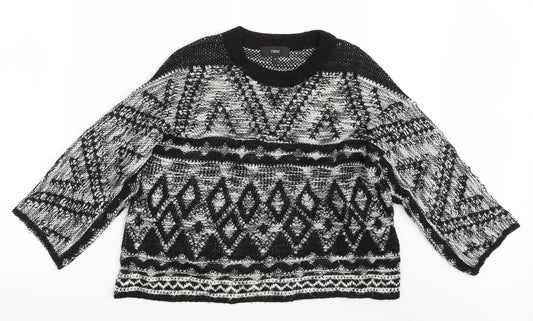 NEXT Womens Black Argyle/Diamond  Pullover Jumper Size XS