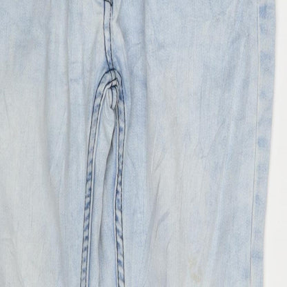 Close-up detail of 152 Jeans girls’ blue denim straight jeans one size