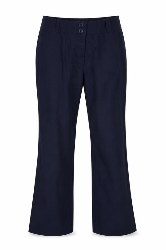 Front view of Papaya women’s blue trousers, size UK 12, 28-inch leg