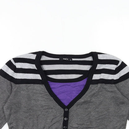 M&Co Womens Grey Striped Knit Pullover Jumper Size 10