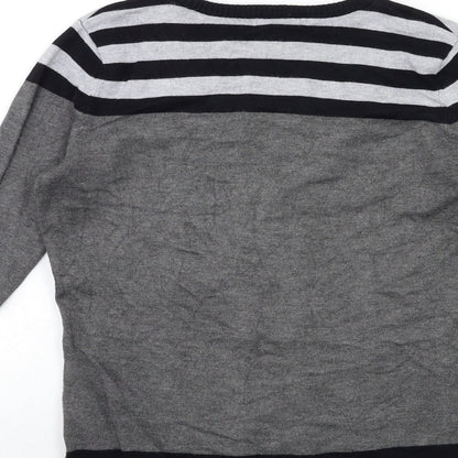 M&Co Womens Grey Striped Knit Pullover Jumper Size 10