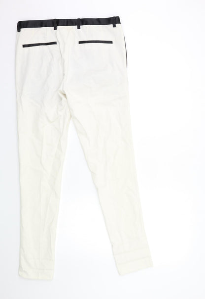 Back view of ASOS women’s white trousers, size UK 32, in, 30-inch leg