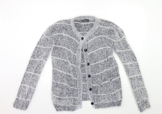 buisdaei Womens Blue Striped Knit Cardigan Jumper Size XL