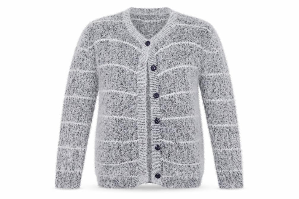 buisdaei Womens Blue Striped Knit Cardigan Jumper Size XL