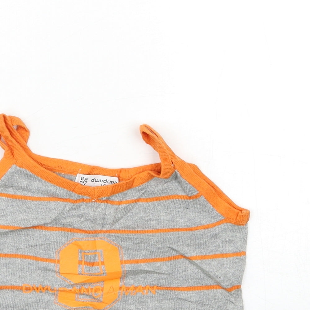 dwudang man Boys Grey Striped Knit Basic Tank Size 7 Years
