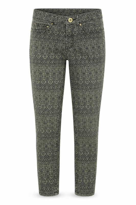 H&M Womens Green Geometric Denim Skinny Jeans Size 4 L28 in