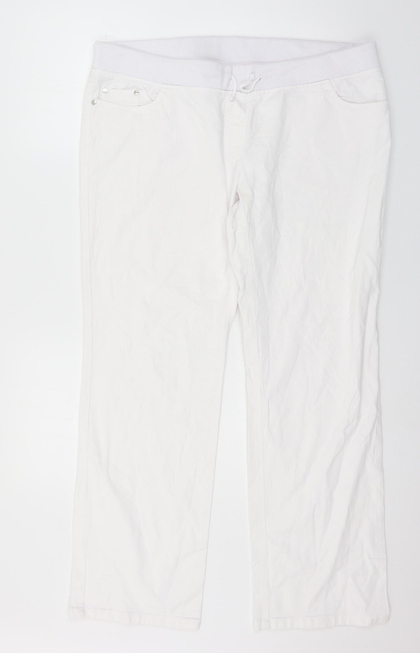 Preworn Womens White  Denim Wide-Leg Jeans Size 40 in L29 in