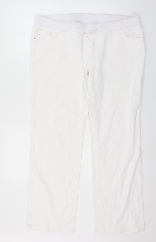 Preworn Womens White  Denim Wide-Leg Jeans Size 40 in L29 in