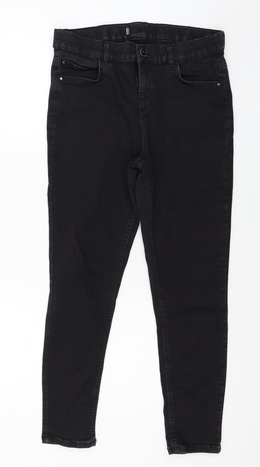 Preworn Womens Black  Denim Skinny Jeans Size 30 in L25 in