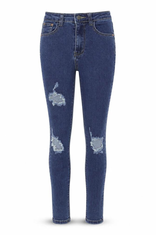 PRETTYLITTLETHING Womens Blue  Denim Skinny Jeans Size 6 L27 in