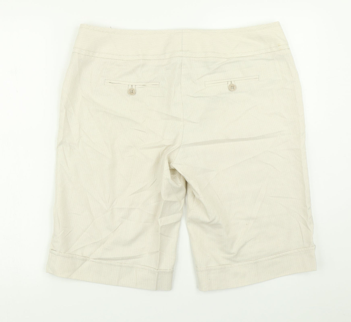 Studio Y Womens Beige Striped  Chino Shorts Size 36 in