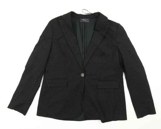 M&S Collection Womens Black Spotted  Jacket Blazer Size 14