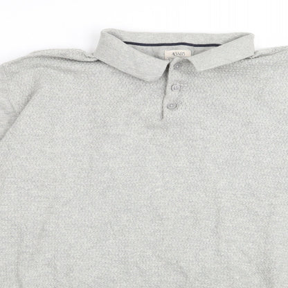 Close-up detail of ACW 58 men’s grey polo, size L