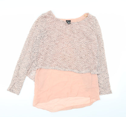 Additional front view of izabel women’s pink jumper, size UK 8, - top/jumper