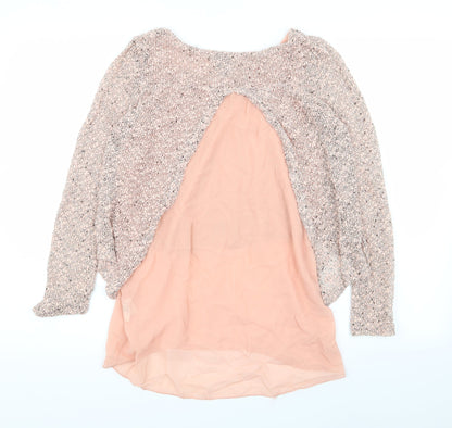 Back view of izabel women’s pink jumper, size UK 8, - top/jumper