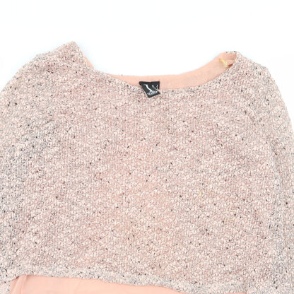 Close-up detail of izabel women’s pink jumper, size UK 8, - top/jumper