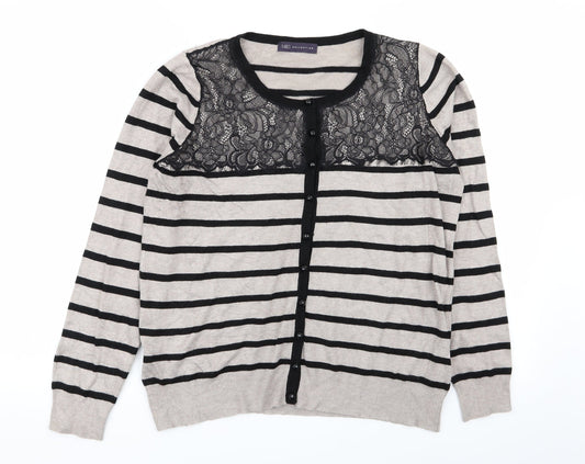 M&S Womens Multicoloured Striped  Cardigan Jumper Size 16
