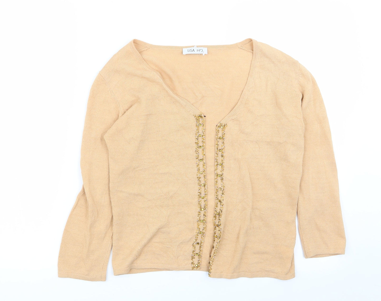 Lisa Ho Womens Orange Geometric  Cardigan Jumper Size S
