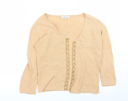 Lisa Ho Womens Orange Geometric  Cardigan Jumper Size S