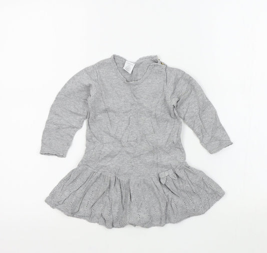 Lindex Girls Grey Colourblock  Fit & Flare  Size 9-12 Months