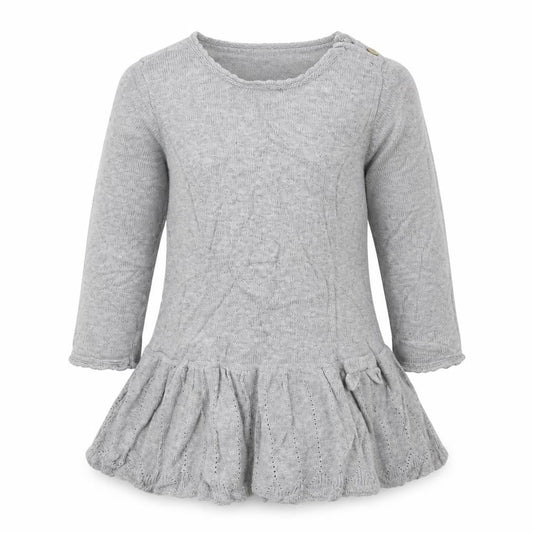 Front view of Lindex girls’ grey colourblock fit & flare, size 9-12, months