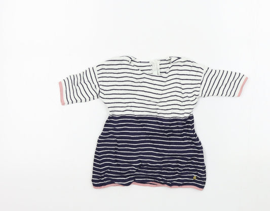 M&S Girls Blue Striped  A-Line  Size 0-3 Months