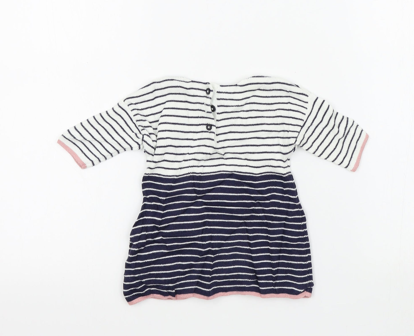M&S Girls Blue Striped  A-Line  Size 0-3 Months
