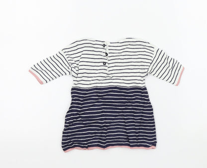 Back view of Marks & Spencer girls’ blue striped a-line, size 0-3, months