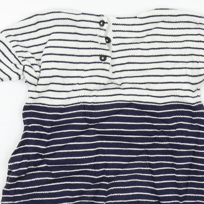 Brand and care label for Marks & Spencer girls’ blue striped a-line, size 0-3, months