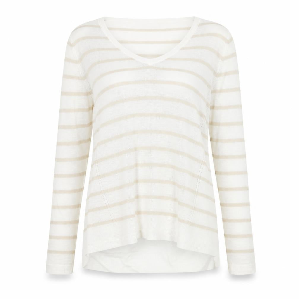 Marks & Spencer Womens Beige Striped  Pullover Jumper Size 14