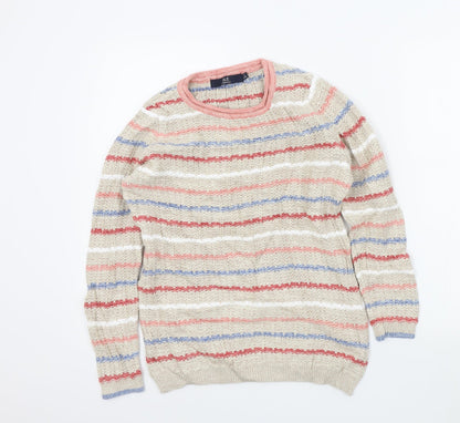 isle Womens Beige Striped  Pullover Jumper Size 10