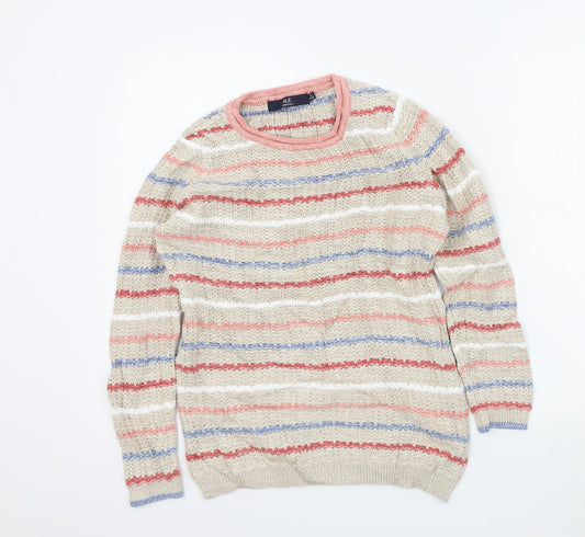isle Womens Beige Striped  Pullover Jumper Size 10