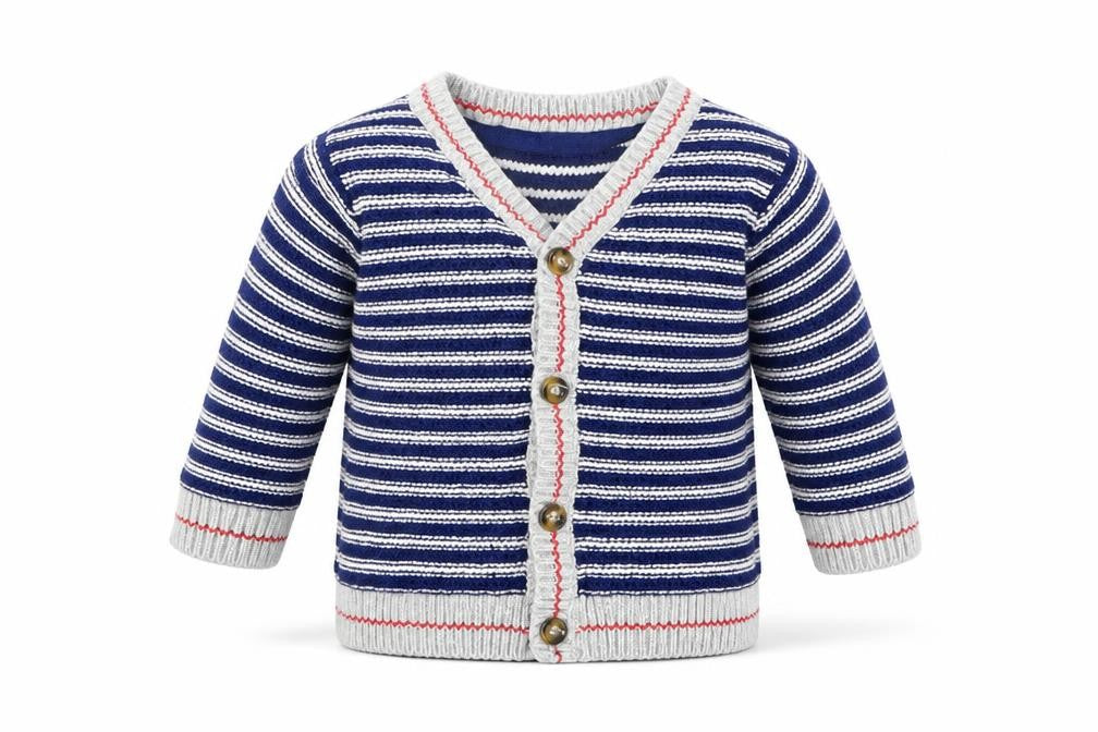Mini Club Boys Blue Striped  Cardigan Jumper Size 0-3 Months