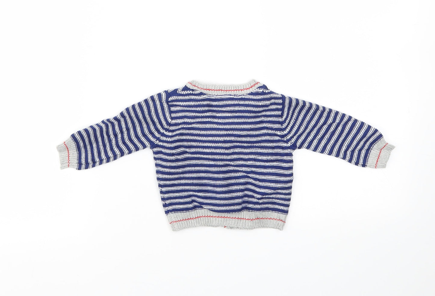 Mini Club Boys Blue Striped  Cardigan Jumper Size 0-3 Months