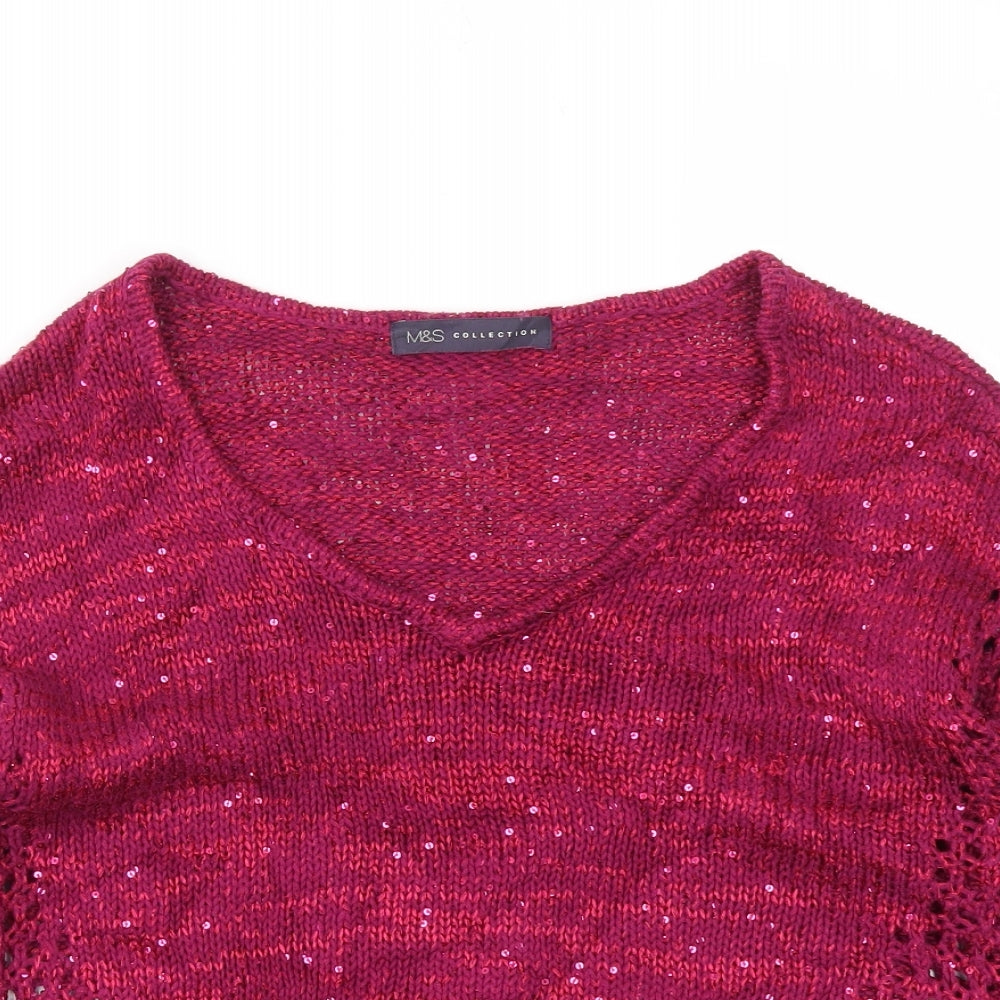 M&S Womens Purple   Basic T-Shirt Size 8