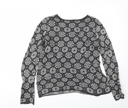 H&M Womens Grey Floral  Pullover Jumper Size M