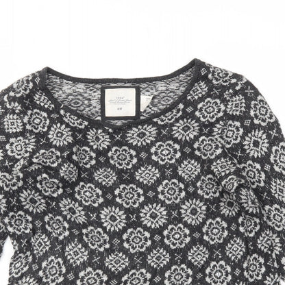 H&M Womens Grey Floral  Pullover Jumper Size M