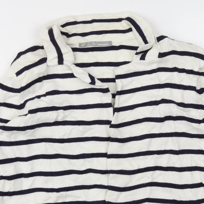 Marks & Spencer Womens White Striped  Cardigan Jumper Size 14
