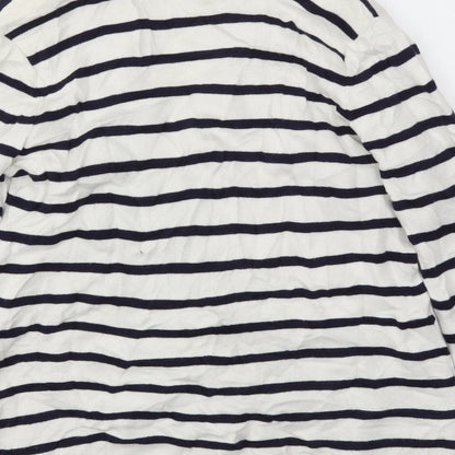 Marks & Spencer Womens White Striped  Cardigan Jumper Size 14