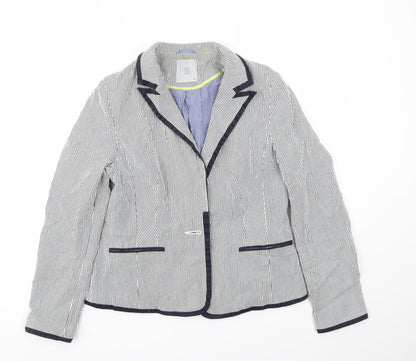 Tu Womens Blue Striped  Jacket Blazer Size 12