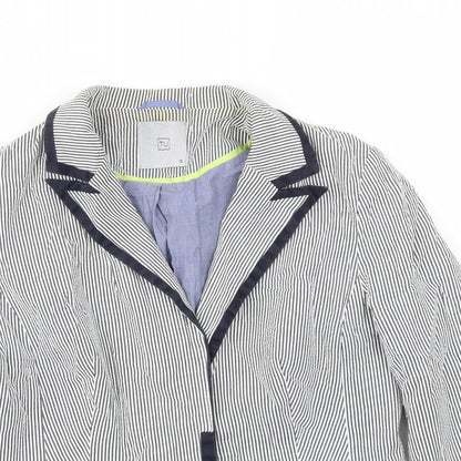 Tu Womens Blue Striped  Jacket Blazer Size 12