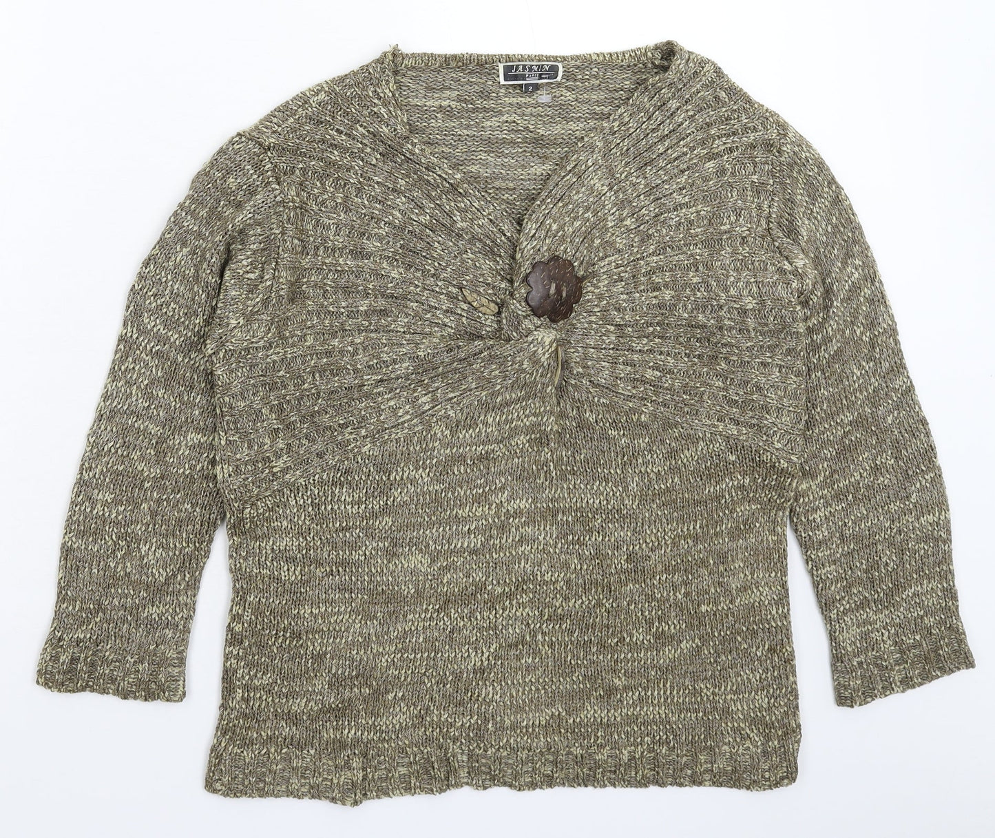 Jasmin Womens Grey  Knit Pullover Jumper Size S