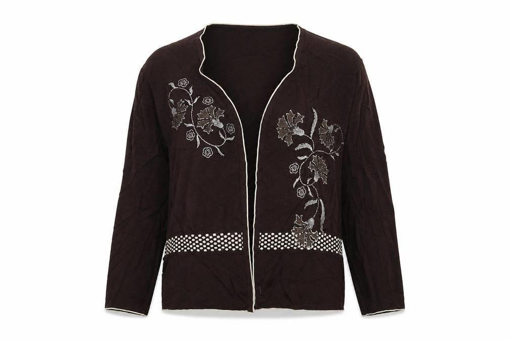 Yildirimlar Womens Grey Floral Knit Cardigan Jumper Size S