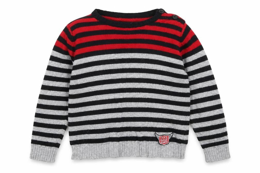 IKKS Boys Multicoloured Striped Knit Pullover Jumper Size 6 Years