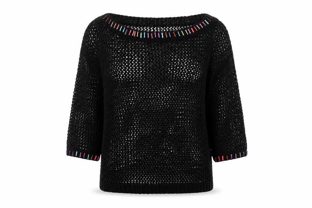 Chulin Womens Black  Knit Pullover Jumper Size S