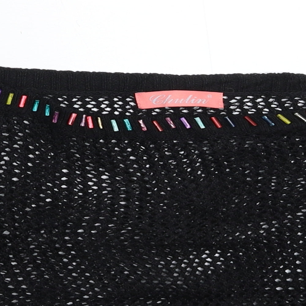 Chulin Womens Black  Knit Pullover Jumper Size S